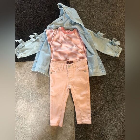 NWOT  7 For All Mankind 3 Piece Denim Jacket Set​ - Picture 1 of 8